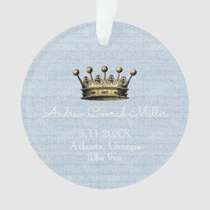 Gold Crown Blue Baby Boy Geboorteaankondiging Ornament