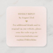 Gold Crown Blush Pink Quinceañera Scan Me QR RSVP Informatiekaartje (Achterkant)