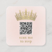 Gold Crown Blush Pink Quinceañera Scan Me QR RSVP Informatiekaartje (Voorkant)