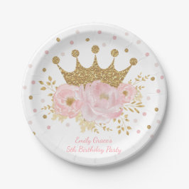 Gold Crown Blush Pink Royal Princess Papieren Bordje