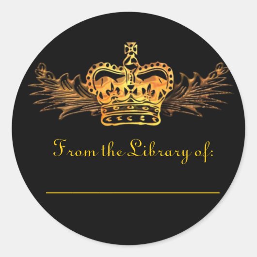 Gold Crown Bookplate Sticker (Voorkant)