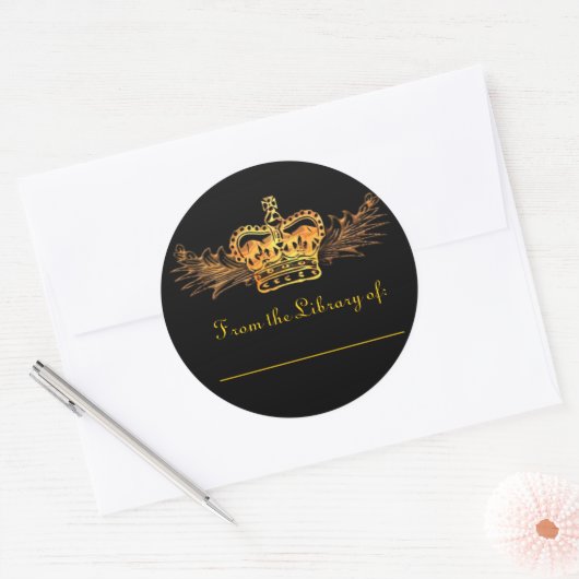Gold Crown Bookplate Sticker (Envelop)