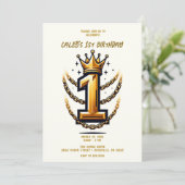 Gold Crown Chain Drip 1 #1 1e verjaardagsfeestje Kaart (Staand voorkant)