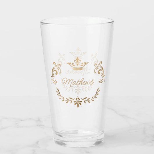 Gold Crown Crest - Gepersonaliseerd Glas (Achterkant)