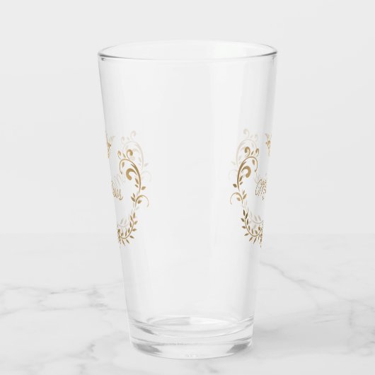 Gold Crown Crest - Gepersonaliseerd Glas (Links)