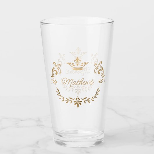 Gold Crown Crest - Gepersonaliseerd Glas (Voorkant)