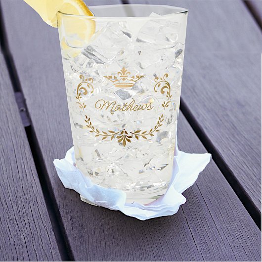 Gold Crown Crest - Gepersonaliseerd Glas