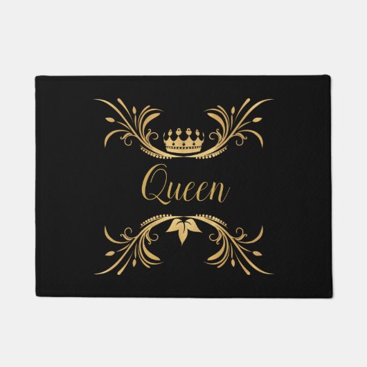 Gold Crown en Flouish Black Deurmat (Voorkant)