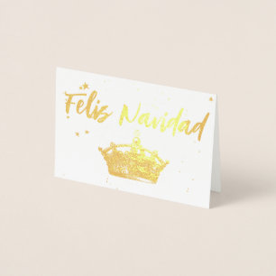 Gold Crown Feliz Navidad kerstFolie Kaart