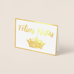Gold Crown Feliz Navidad kerstFolie Kaart