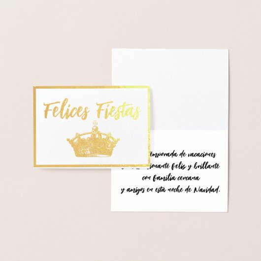 Gold Crown Feliz Navidad kerstFolie Kaart (Display)