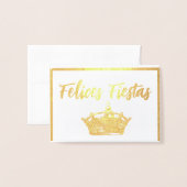 Gold Crown Feliz Navidad kerstFolie Kaart (Voorkant met envelop)