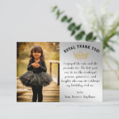 Gold Crown, Glitter Custom Photo Princess Birthday Bedankkaart (Staand voorkant)