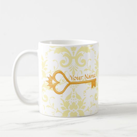 Gold Crown Heart Key Koffiemok (Links)