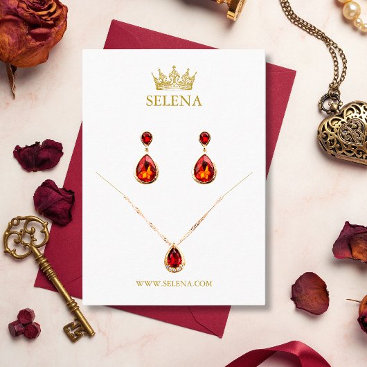 Gold Crown Ketting & Oorbel Display Kaart Plaatskaartje