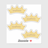 Gold Crown Kinder School & Home Persoonlijke naam Sticker (Vel)