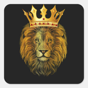 Gold Crown King Lion voor mannen vader Vierkante Sticker