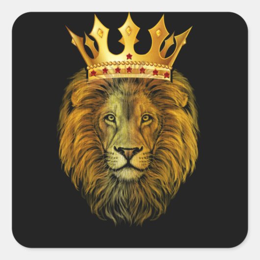 Gold Crown King Lion voor mannen vader Vierkante Sticker (Voorkant)