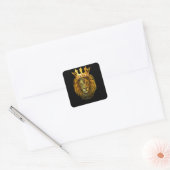 Gold Crown King Lion voor mannen vader Vierkante Sticker (Envelop)