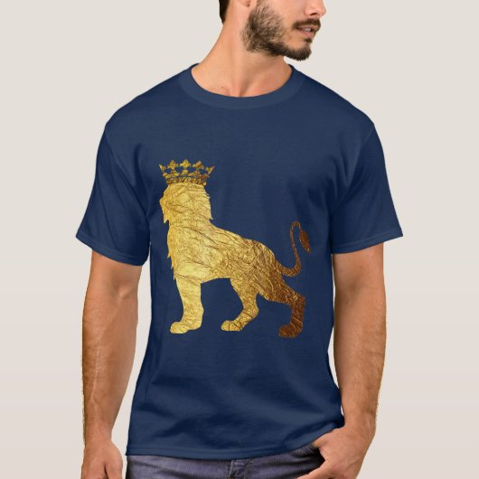 Gold Crown King Lion voor MenCool Boy Lion T-shirt (Voorkant)