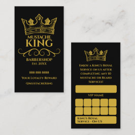 Gold Crown King Mustache Barbershop Reward Klantenkaartje