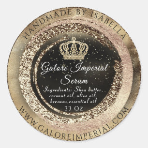 Gold Crown Name Black Glitter Body Cosmetics Ronde Sticker