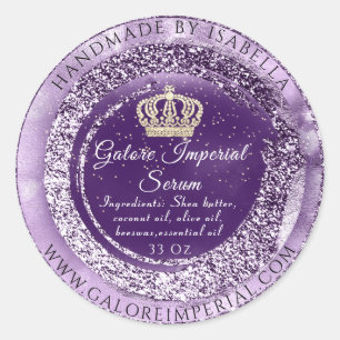 Gold Crown Name Body Cosmetics Paarse Princess Ronde Sticker