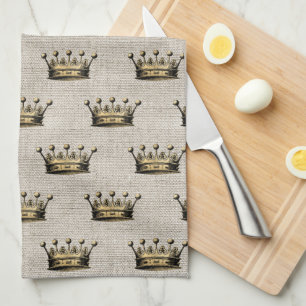  Gold Crown Natuurlijke Linnen Chic Royalty Fun Theedoek