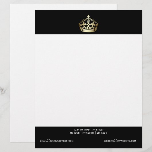 Gold Crown op zwarte achtergrond Briefhoofd (Voorkant / Achterkant)