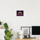 Gold Crown Paarse Plush Royalty Wall Art afdrukken Poster (Thuiskantoor)