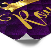 Gold Crown Paarse Plush Royalty Wall Art afdrukken Poster (Hoek)