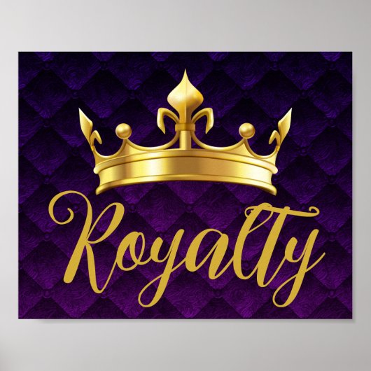 Gold Crown Paarse Plush Royalty Wall Art afdrukken Poster (Voorkant)