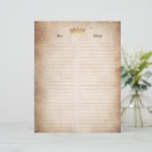 Gold Crown Parchment Paper Guest Book Filler Pages (Staand voorkant)