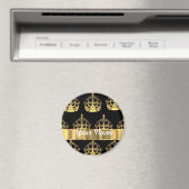 Gold Crown pattern on black Magneet (Insitu (Vaatwasser))