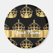 Gold Crown pattern on black Magneet (Voorkant)