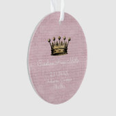 Gold Crown Pink Birth Announcement Ornament (voorkant)