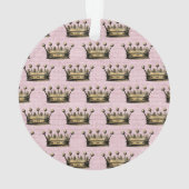 Gold Crown Pink Birth Announcement Ornament (achterkant)