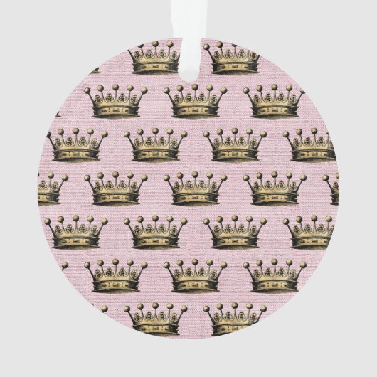Gold Crown Pink Birth Announcement Ornament (achterkant)