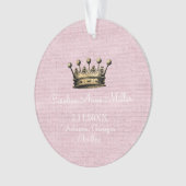 Gold Crown Pink Birth Announcement Ornament (voorkant)