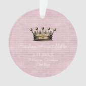 Gold Crown Pink Birth Announcement Ornament (voorkant)