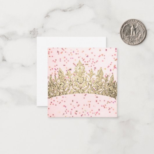 Gold Crown Pink Speckles Notitiekaartje (Voorkant / Achterkant in situ)