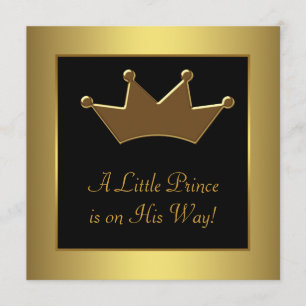 Gold Crown Prince Baby Boy Shower Kaart