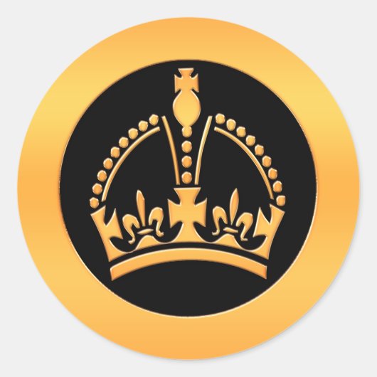 Gold Crown Ronde Sticker (Voorkant)