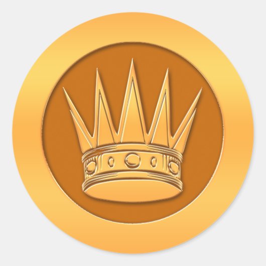 Gold Crown Ronde Sticker (Voorkant)