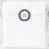 Gold Crown Royal Blue Baby Prince 1e verjaardag Ronde Sticker (Tas)