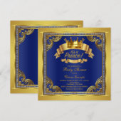 Gold Crown Royal Blue Gold Prince Baby shower Kaart (Voorkant / Achterkant)