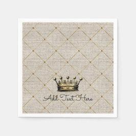  Gold Crown Royal Linnen EIGEN TEKST TOEVOEGEN Servet