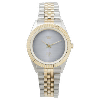 Gold Crown Silver Metallic Watch Horloge