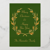 Gold Crown Wreath Folie Vakantie Kaart (Voorkant)