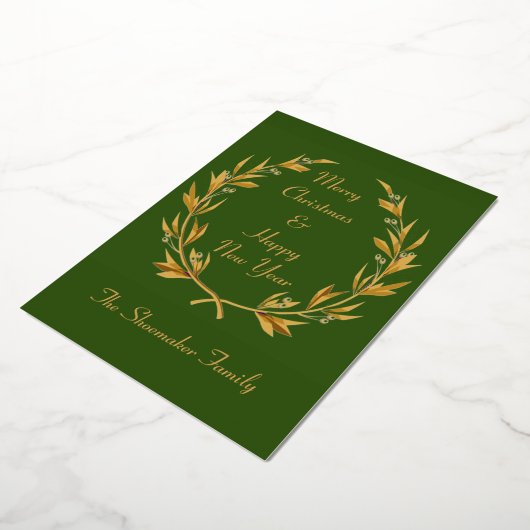 Gold Crown Wreath Folie Vakantie Kaart (Gedraaid)